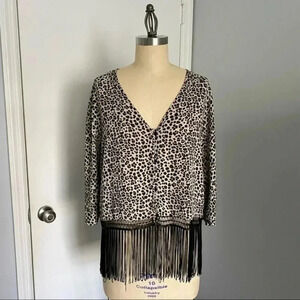 H&M Leopard Print Fringe Blouse​